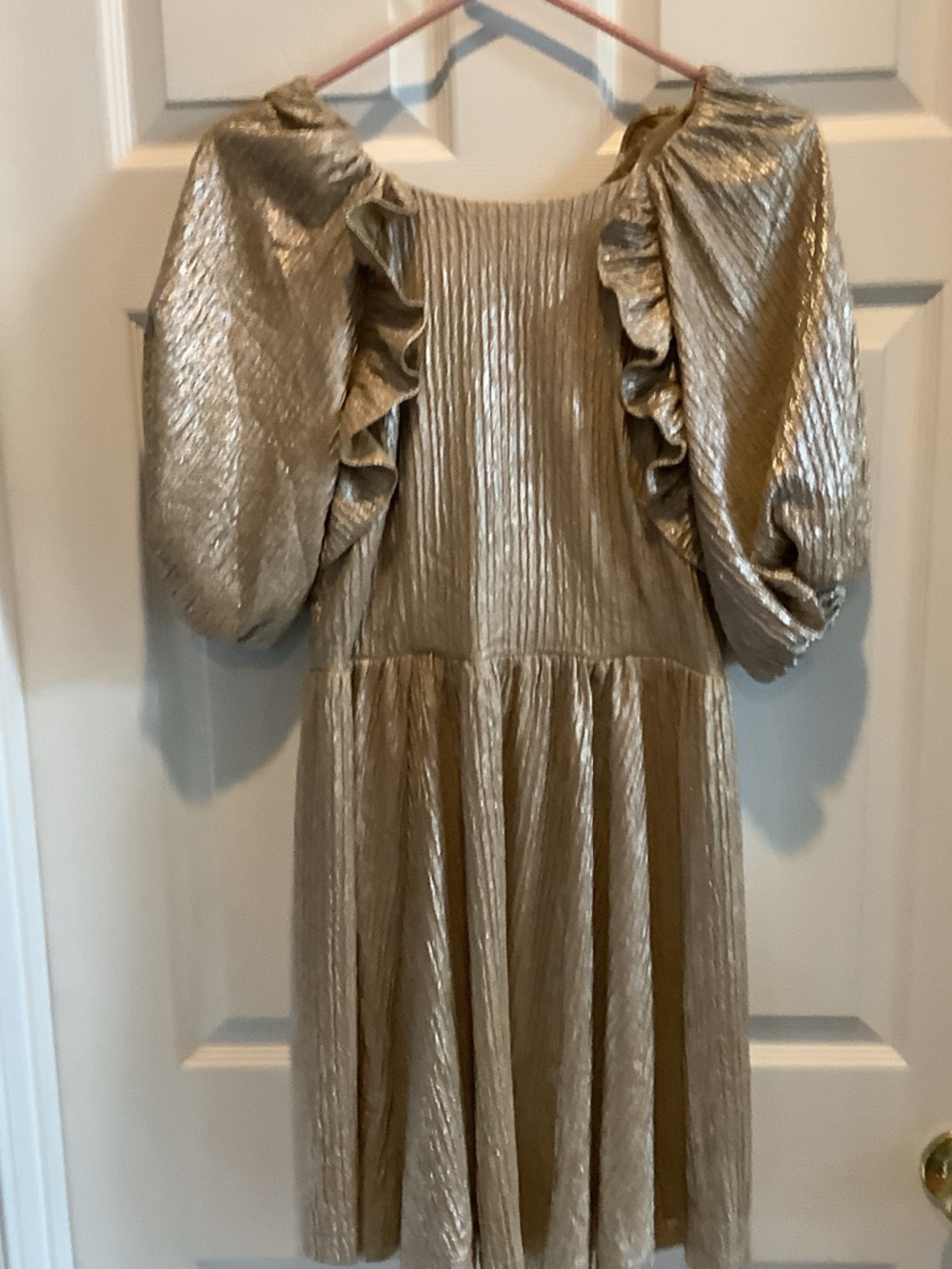 Gold Backless‎ Ruffle Sleeve Dress for Women